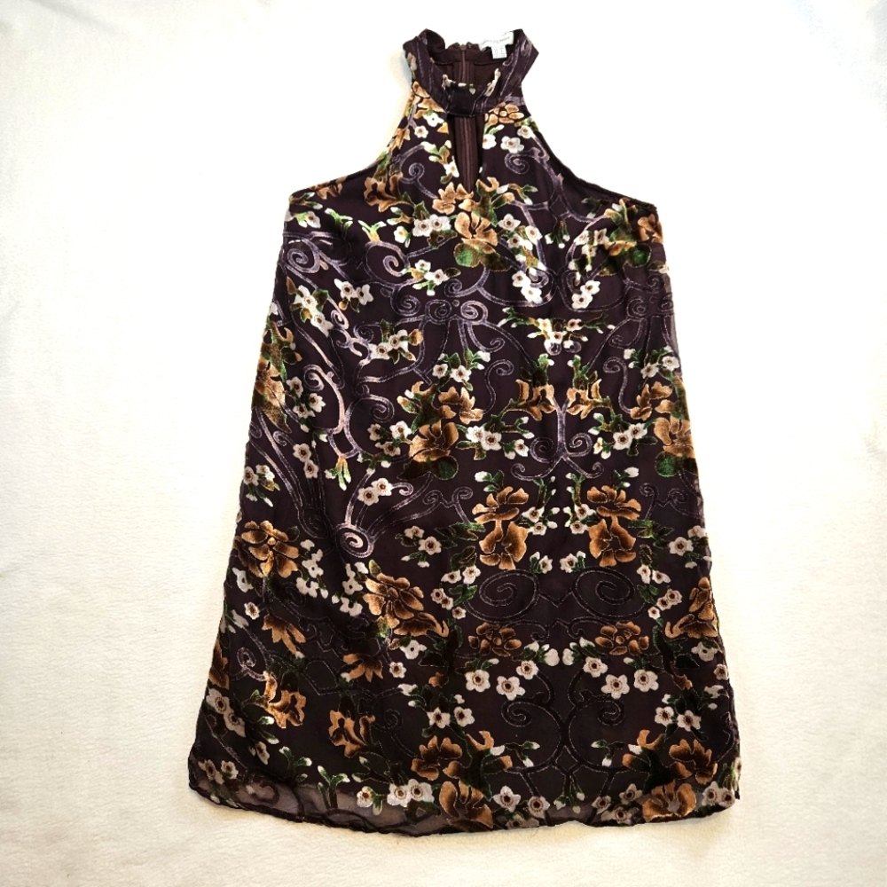 CAROLINA BELLE Monreal Floral Halter Velvet  Dress‎ Size 4